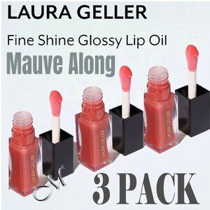 Lot of Three (3) LAURA GELLER Fine Shine Glossy Lip Oil* ~Mauve Along NIB 9g x 3